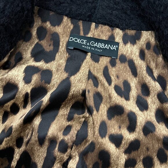 DOLCE & GABBANA Black Alpaca Fuzzy Open Jacket size 46 US 10 Sherpa - Picture 3 of 5
